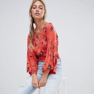 FREE PEOPLE LAST TIME FLORAL PRINTED TOP
